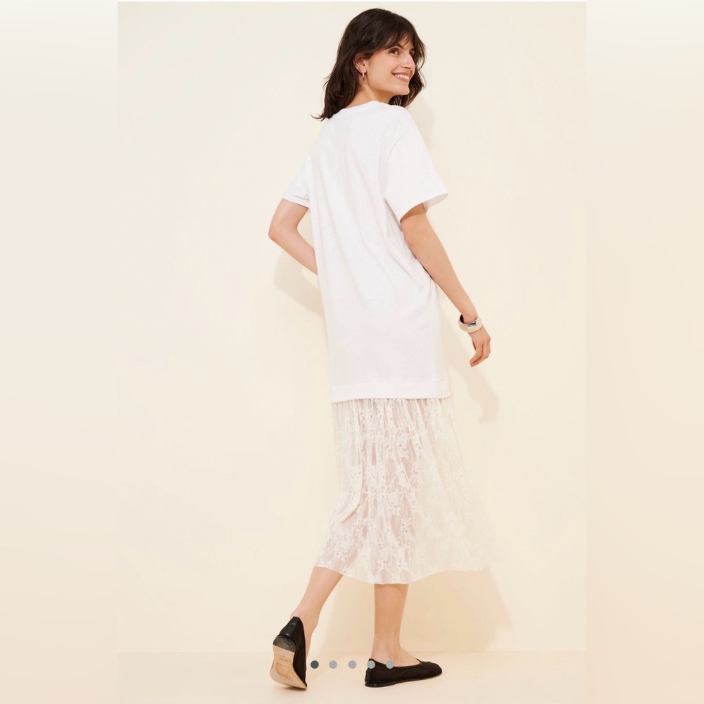 Anthropologie Cream Lace Midi Skirt